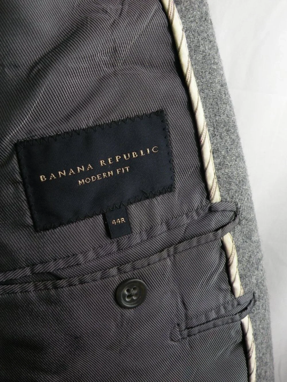Banana Republic Mens Grey 100% Wool Modern Fit Blazer Sport Coat 44R